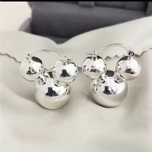 Silver Tone Preppy Mickey Mouse Earrings to wear to Disney Women’s Jewelry